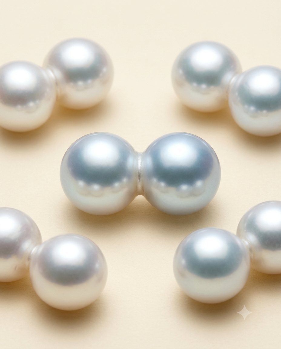 Futago collection — twin pearls brought together through naturally fused forms