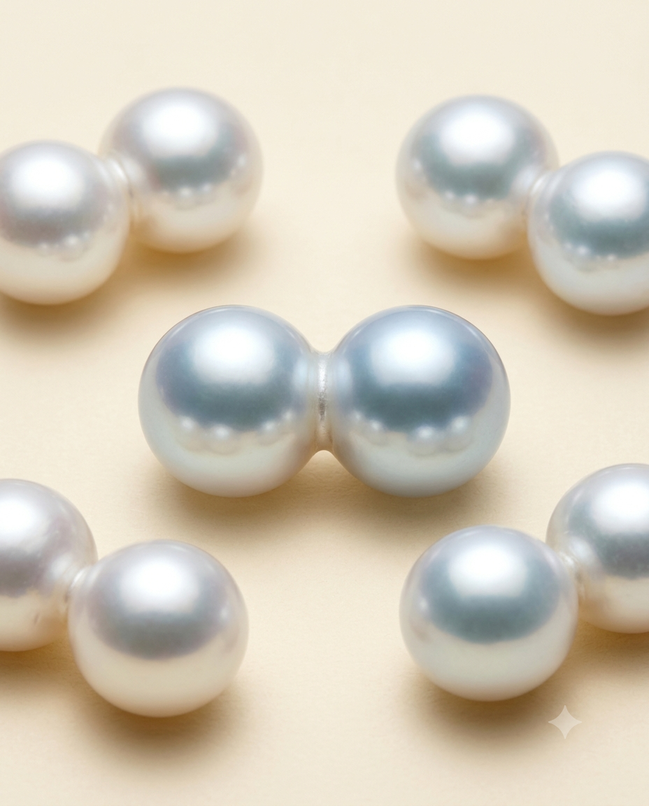 Futago collection — twin pearls brought together through naturally fused forms